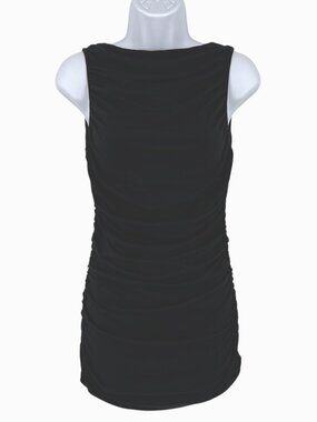 Susana Monaco Black Bodycon Sleeveless Stretchy Ruched Mini Dress Size Small